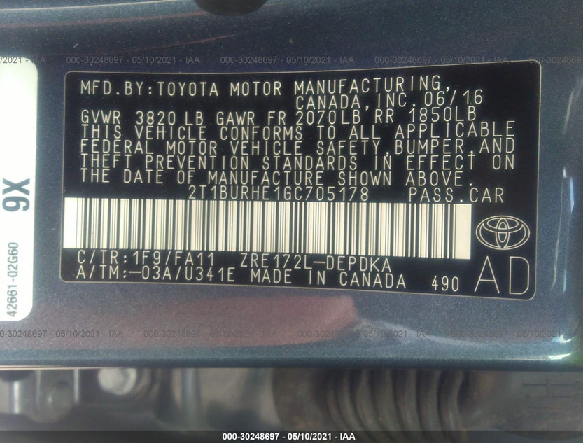 2T1BURHE1GC705178