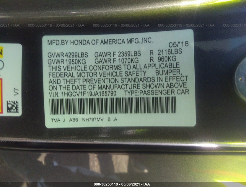 1HGCV1F19JA165790