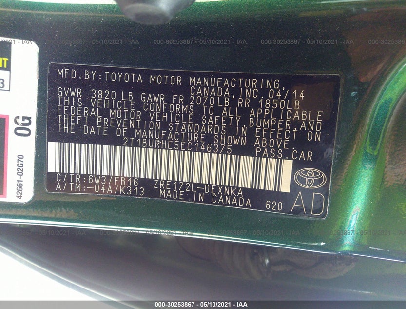 2T1BURHE5EC146375