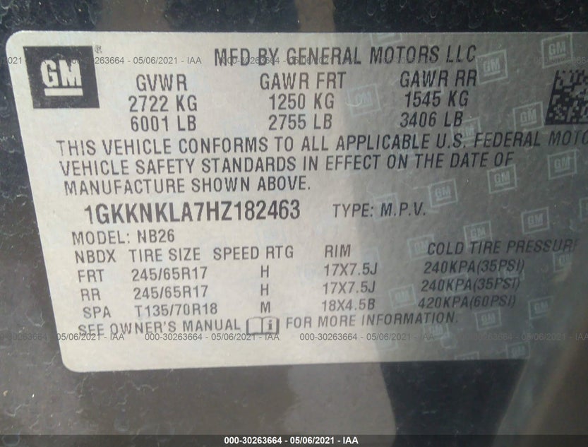 1GKKNKLA7HZ182463