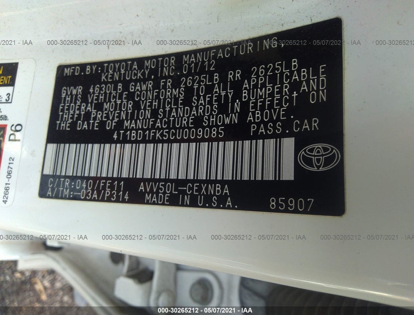 4T1BD1FK5CU009085