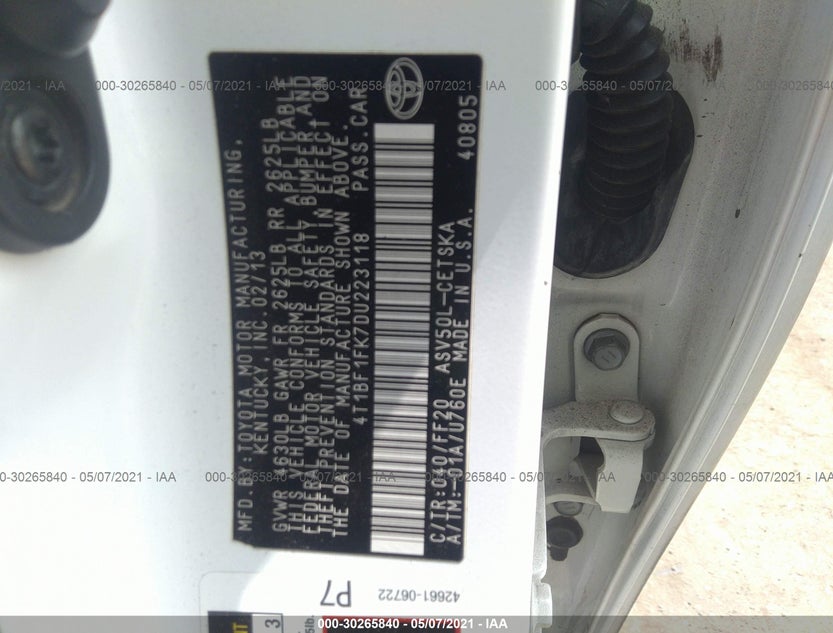 4T1BF1FK7DU223118