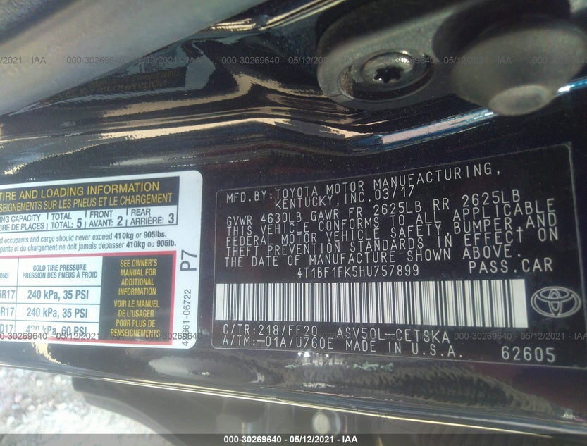 4T1BF1FK5HU757899