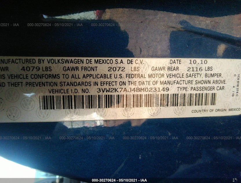3VW2K7AJ4BM023149