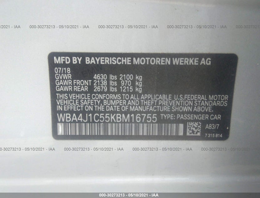 WBA4J1C55KBM16755