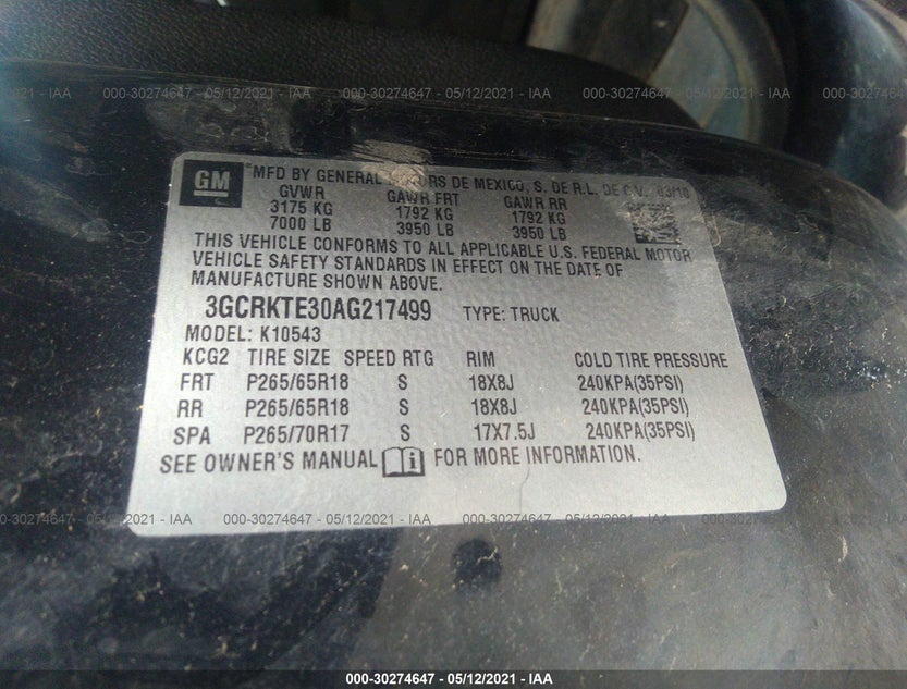 3GCRKTE30AG217499