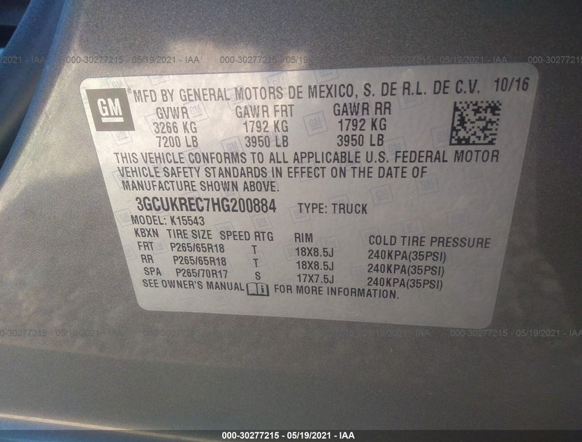 3GCUKREC7HG200884