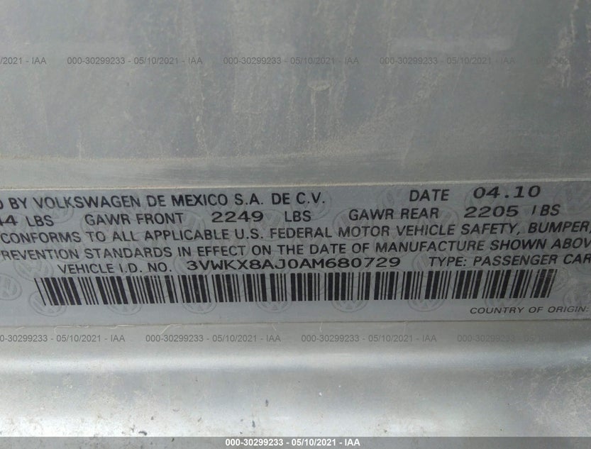 3VWKX8AJ0AM680729