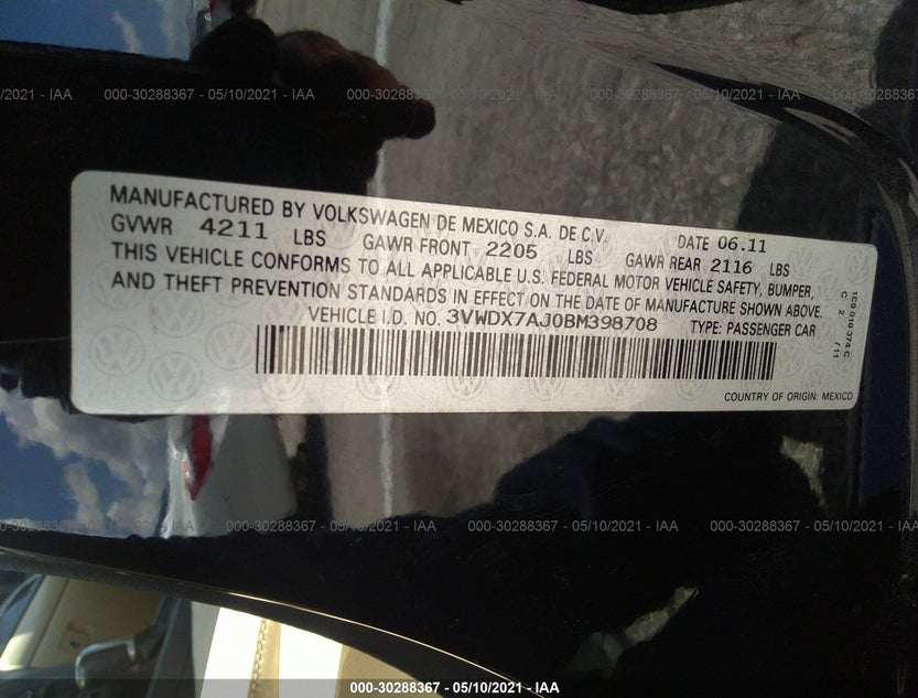 3VWDX7AJ0BM398708
