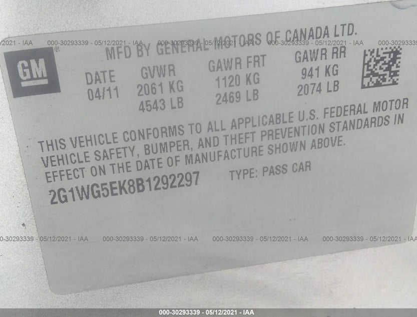 2G1WG5EK8B1292297