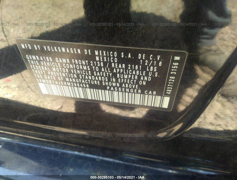 3VWDB7AJ5HM296456