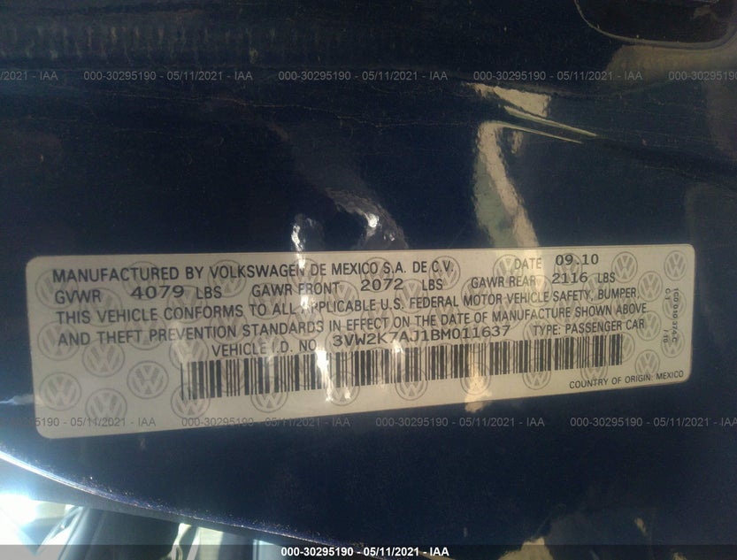 3VW2K7AJ1BM011637