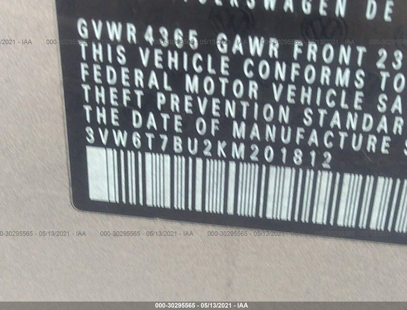 3VW6T7BU2KM201812