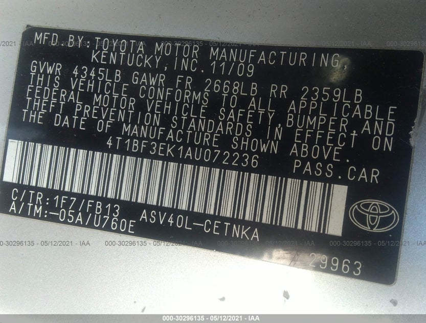 4T1BF3EK1AU072236