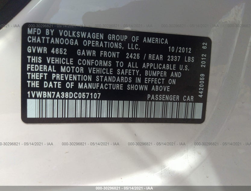 1VWBN7A38DC057107