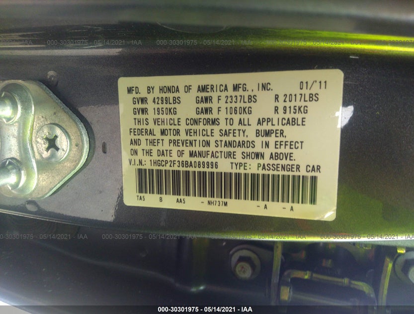 1HGCP2F36BA089996