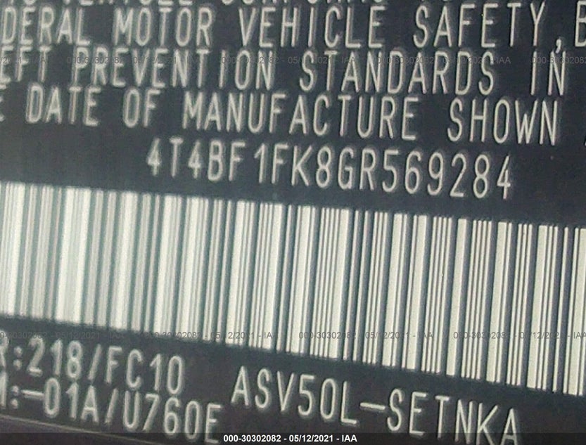 4T4BF1FK8GR569284