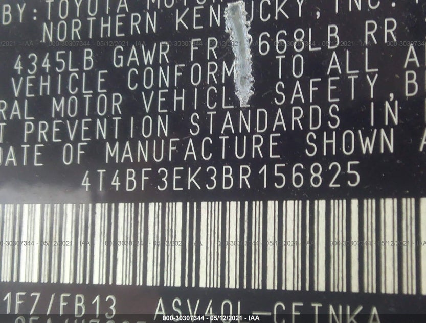 4T4BF3EK3BR156825
