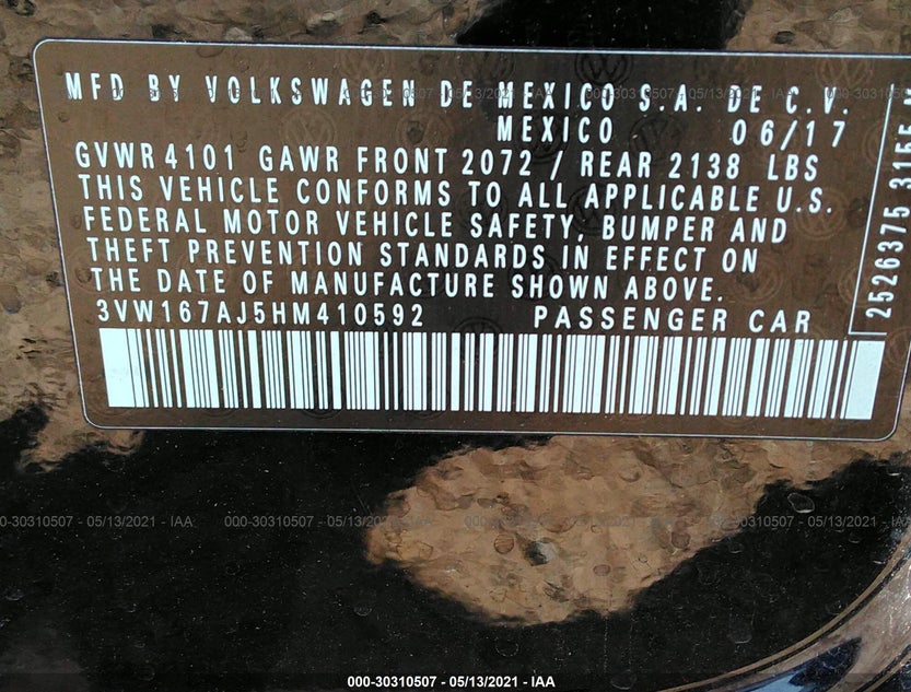 3VW167AJ5HM410592