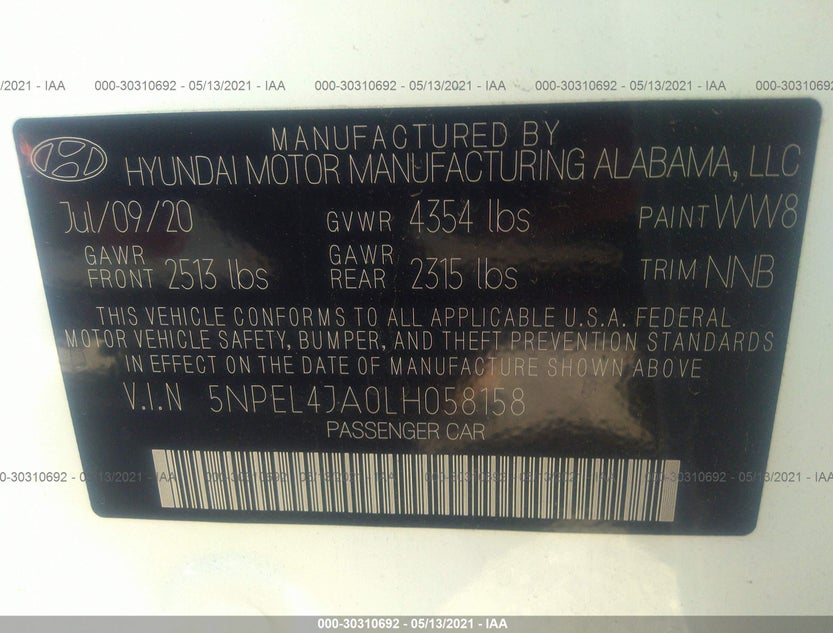 5NPEL4JA0LH058158