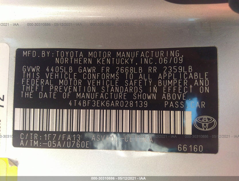 4T4BF3EK6AR028139