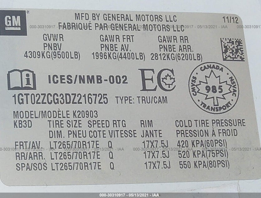 1GT02ZCG3DZ216725