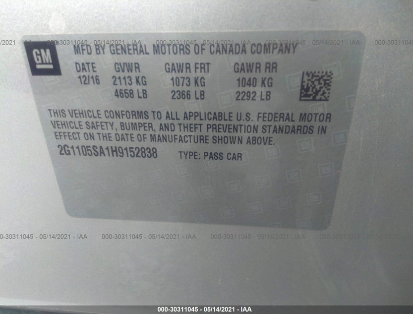 2G1105SA1H9152838