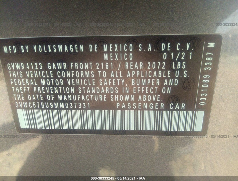 3VWC57BU9MM037331