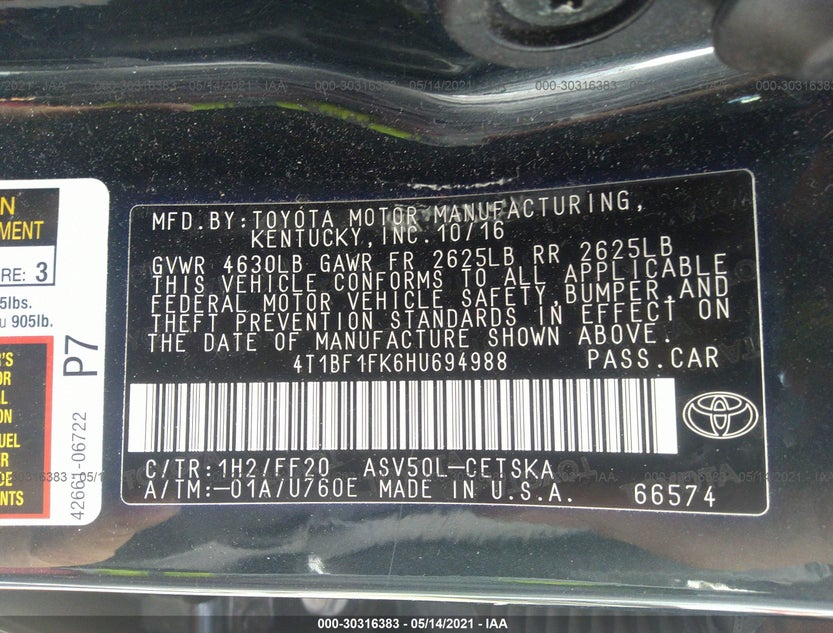 4T1BF1FK6HU694988