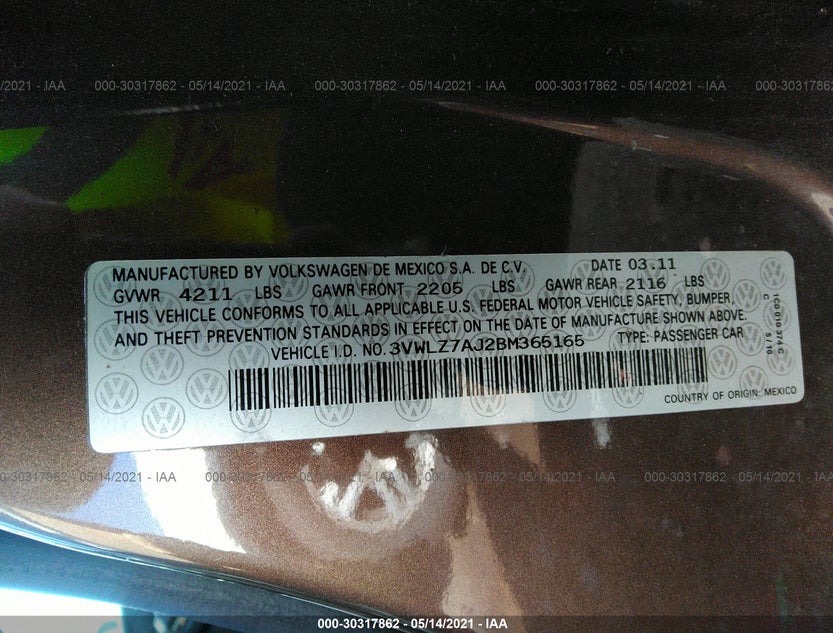 3VWLZ7AJ2BM365165