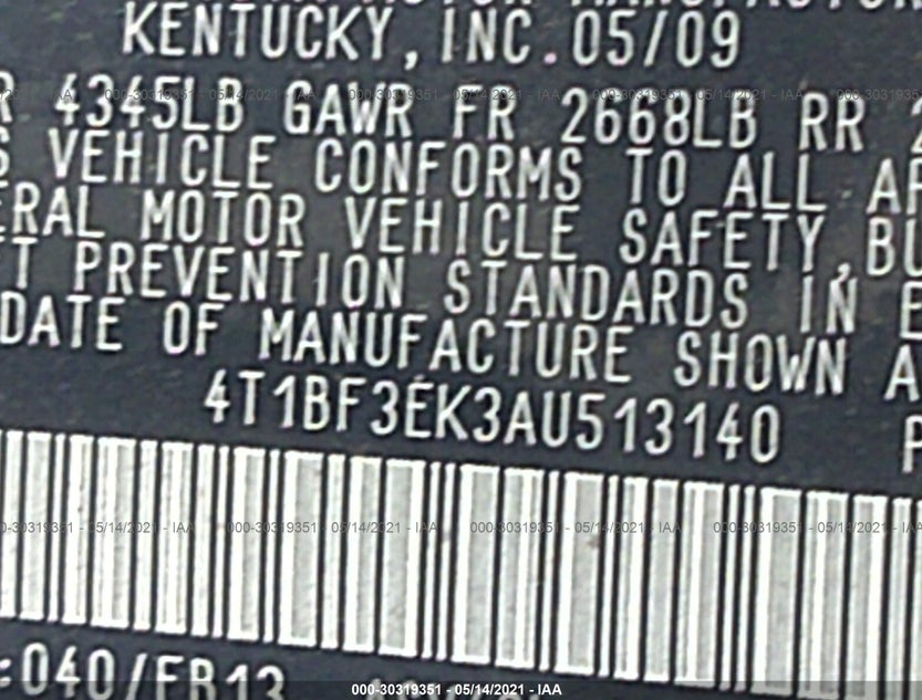 4T1BF3EK3AU513140