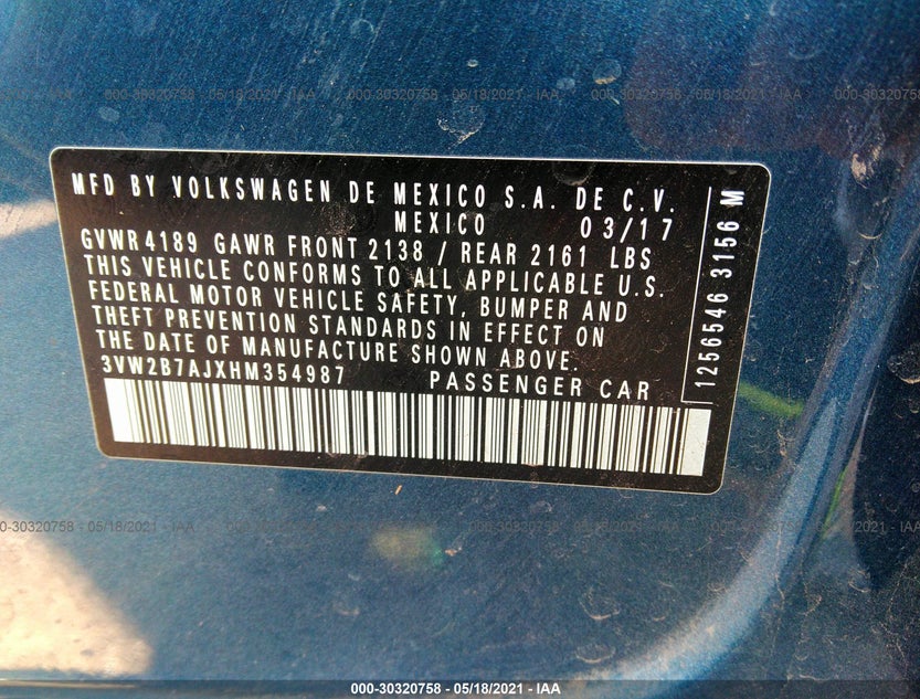 3VW2B7AJXHM354987
