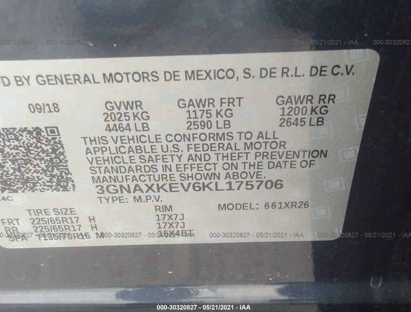 3GNAXKEV6KL175706