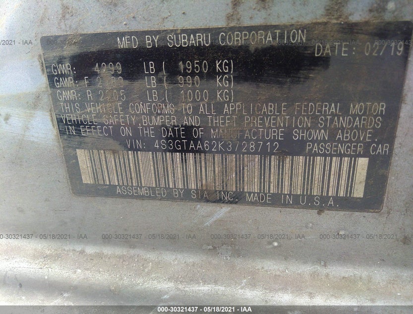 4S3GTAA62K3728712