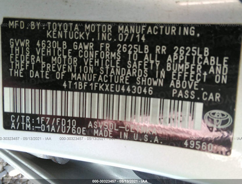 4T1BF1FKXEU443046