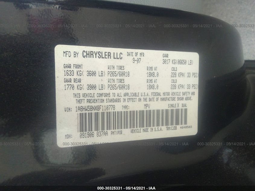 1A8HW58NX8F110778 2008 Chrysler Aspen Limited