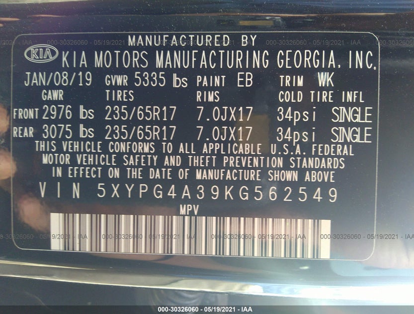 5XYPG4A39KG562549