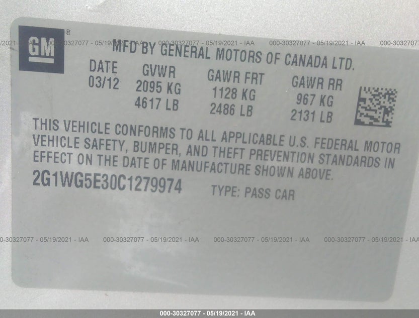 2G1WG5E30C1279974