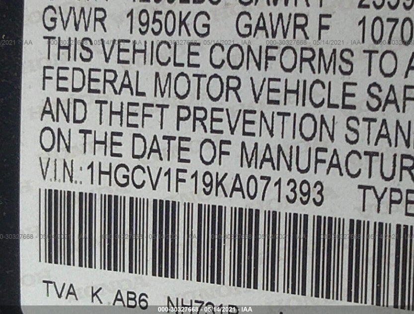 1HGCV1F19KA071393