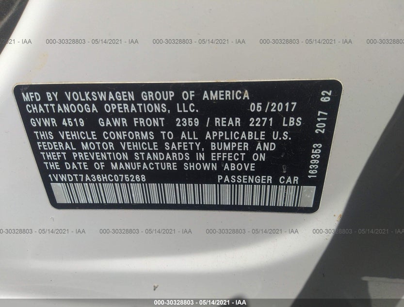 1VWDT7A36HC075268