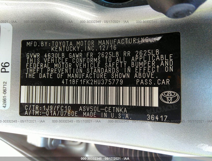 4T1BF1FK2HU375779