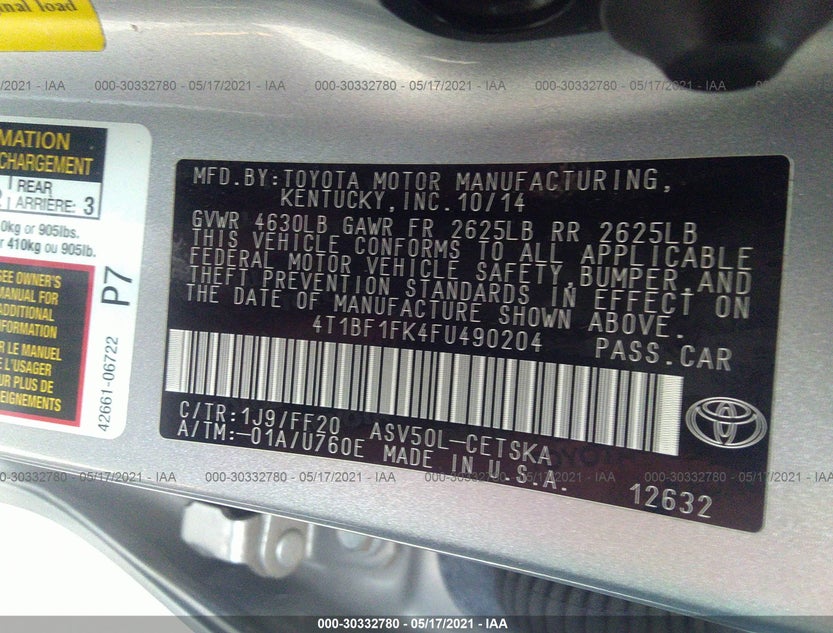 4T1BF1FK4FU490204