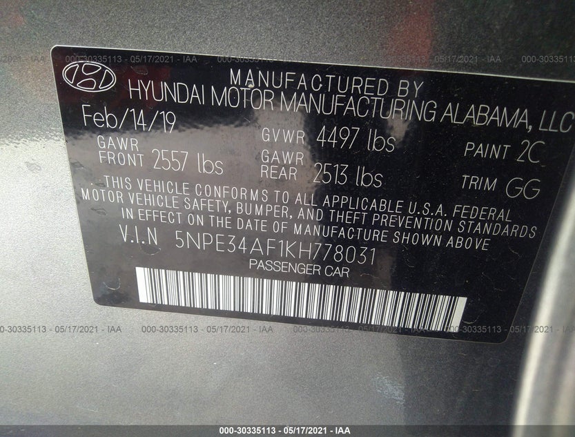 5NPE34AF1KH778031
