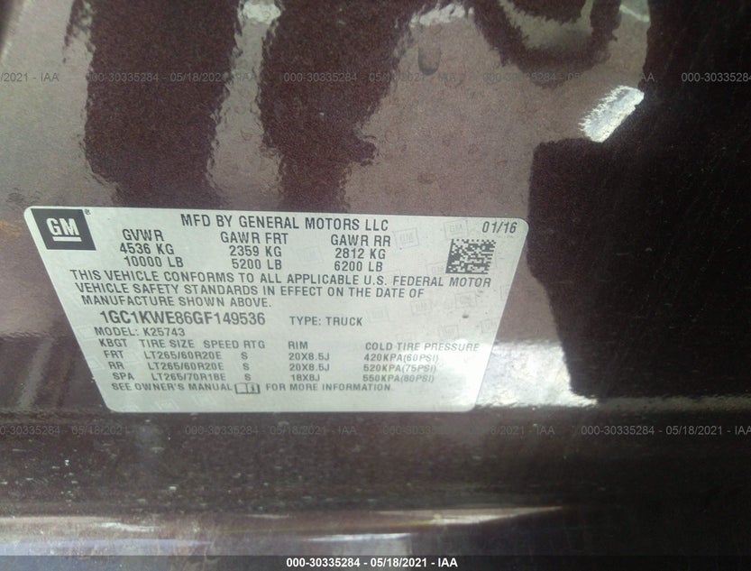1GC1KWE86GF149536