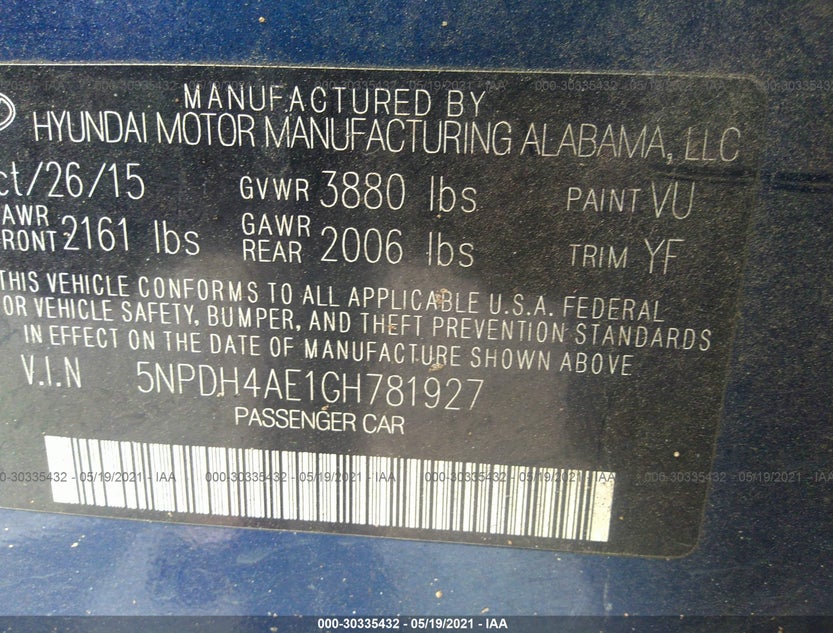 5NPDH4AE1GH781927
