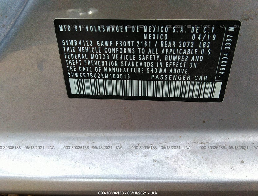 3VWCB7BU2KM180515