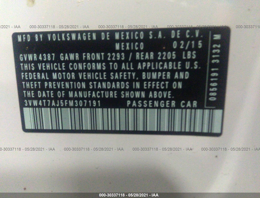 3VW4T7AJ5FM307191