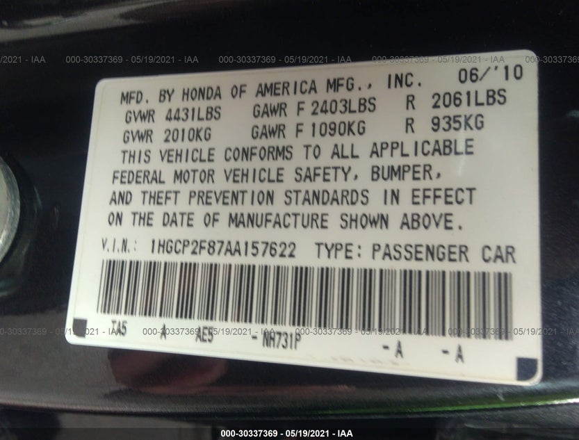 1HGCP2F87AA157622