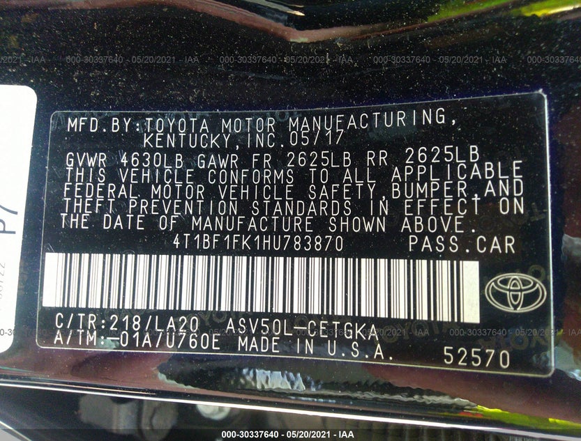 4T1BF1FK1HU783870