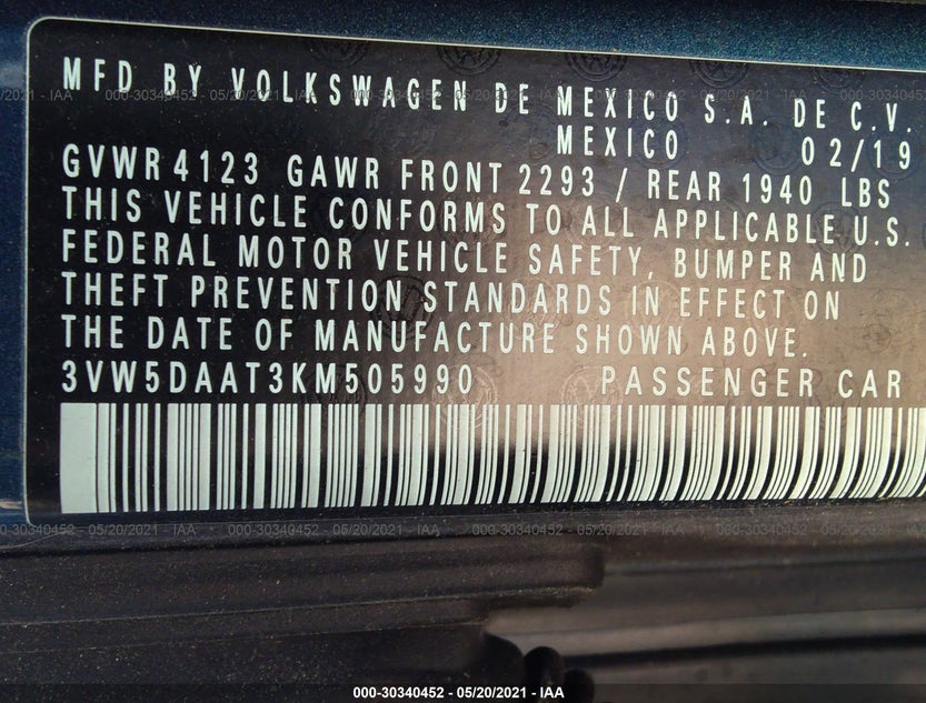 3VW5DAAT3KM505990